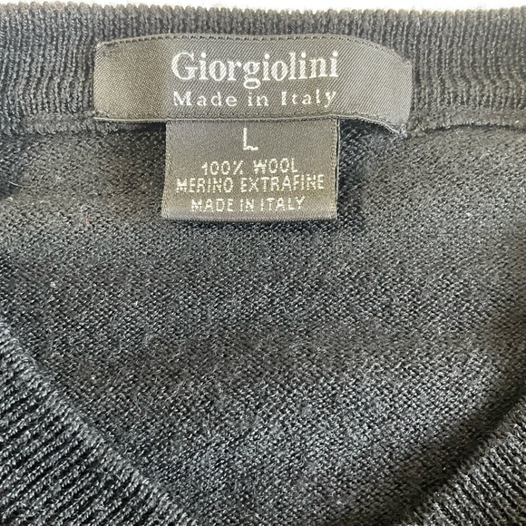 Giorgiolini Italian Extra Fine Merino Wool V-Neck Sweater Black Mens Large - Picture 3 of 7